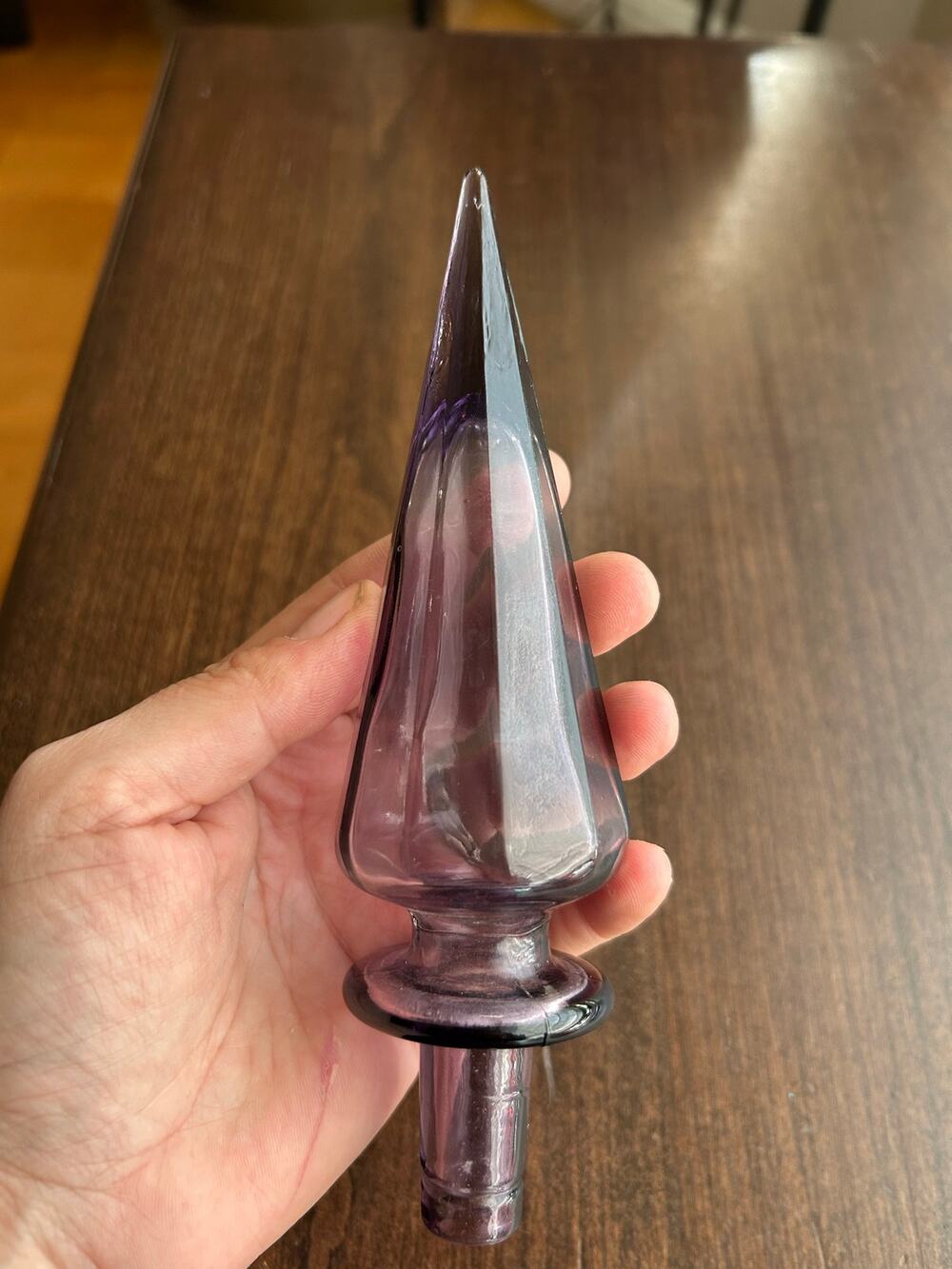 Vtg EMPOLI amethyst Purple RIBBED Stopper only GENIE BOTTLE MCM 7”